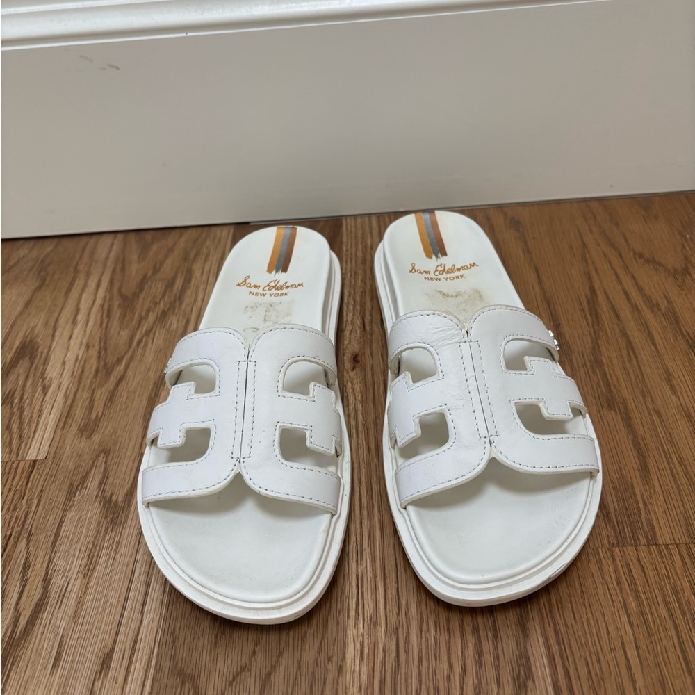 Sam Edelman White Leather Slides with arch support